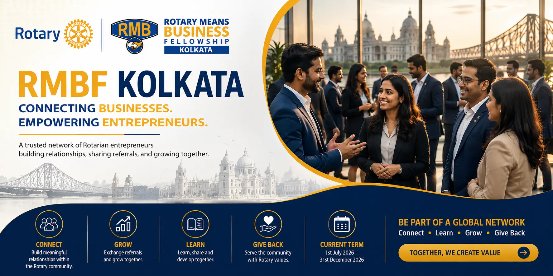 RMBF Kolkata members networking against the Kolkata skyline